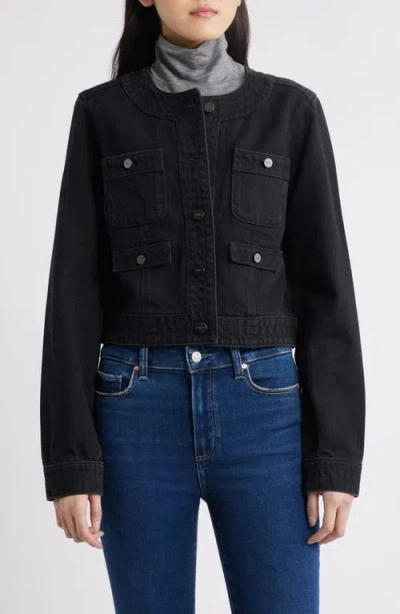 Paige Kiya Crop Denim Jacket In Black