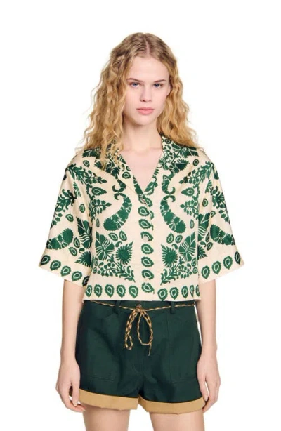 Sandro Floral Motif Shirt