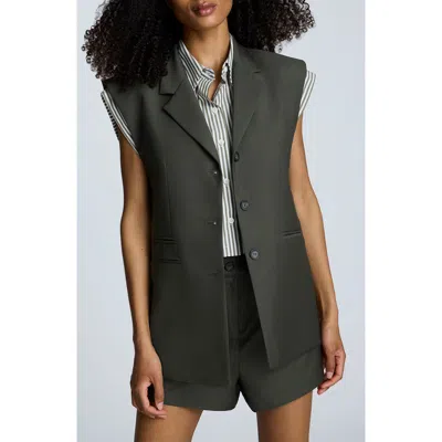 Kenneth Cole Luxe Twill Three Button Notch Collar Vest In Gray