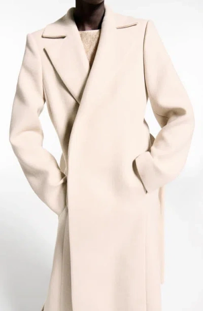 Mango Dolce Wool Blend Wrap Coat With Removable Faux Fur Collar In Neutral