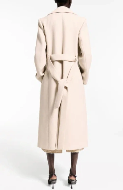 Mango Dolce Wool Blend Wrap Coat With Removable Faux Fur Collar In Neutral