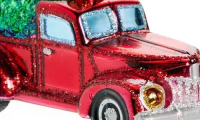 Old World Christmas Old Truck With Tree Glass Ornament