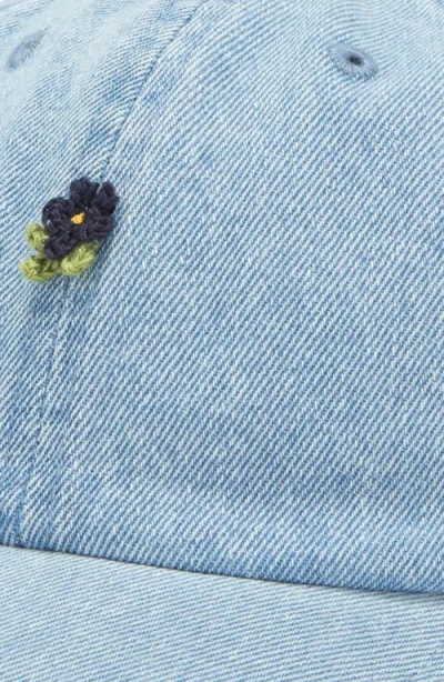 Clare V . Crochet Appliqué Denim Baseball Cap