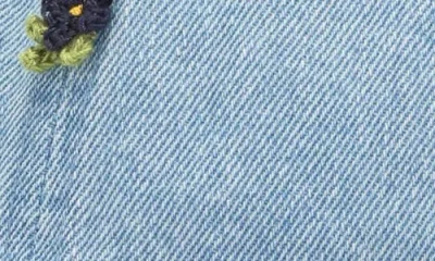 Clare V . Crochet Appliqué Denim Baseball Cap