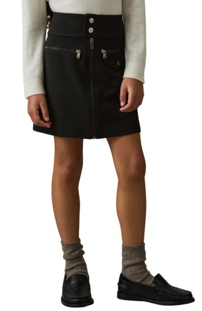 Reiss Kids' Poppie Sr. Moto Miniskirt In Black