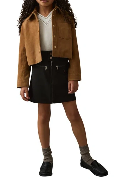 Reiss Kids' Poppie Sr. Moto Miniskirt In Black