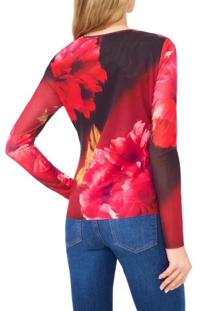 Ted Baker Floral Crewneck Mesh Top In Multi