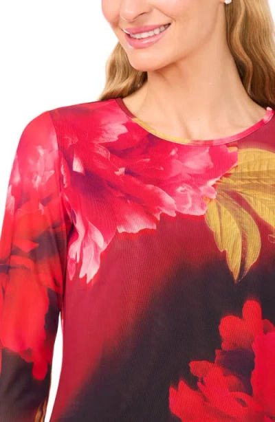 Ted Baker Floral Crewneck Mesh Top In Multi