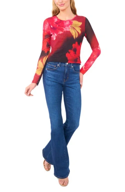 Ted Baker Floral Crewneck Mesh Top In Multi