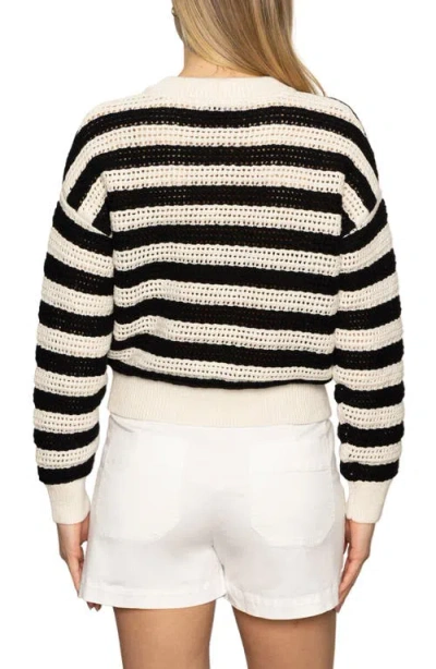Sanctuary Stripe Open Stitch Cotton Bomber Cardigan