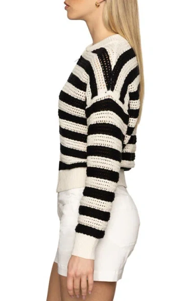 Sanctuary Stripe Open Stitch Cotton Bomber Cardigan