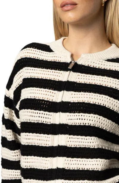Sanctuary Stripe Open Stitch Cotton Bomber Cardigan