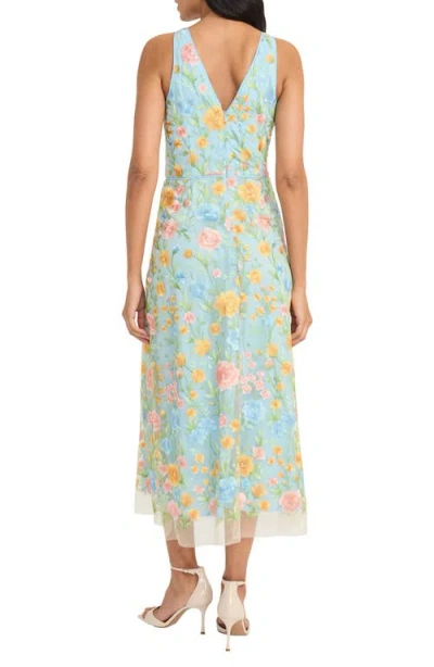 Maggy London Floral Embroidered Sleeveless Midi Dress
