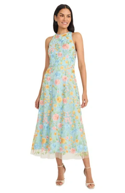 Maggy London Floral Embroidered Sleeveless Midi Dress