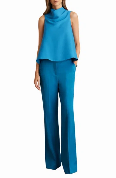 Reiss Simone Cowl Neck Sleeveless Trapeze Top In Blue