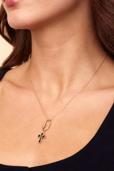 Oradina 14k Gold Bless Me Cross Pendant Charm