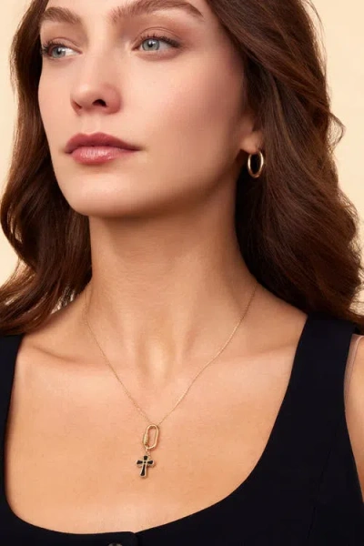Oradina 14k Gold Bless Me Cross Pendant Charm