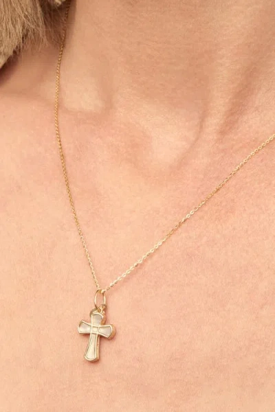 Oradina 14k Gold Bless Me Cross Pendant Charm