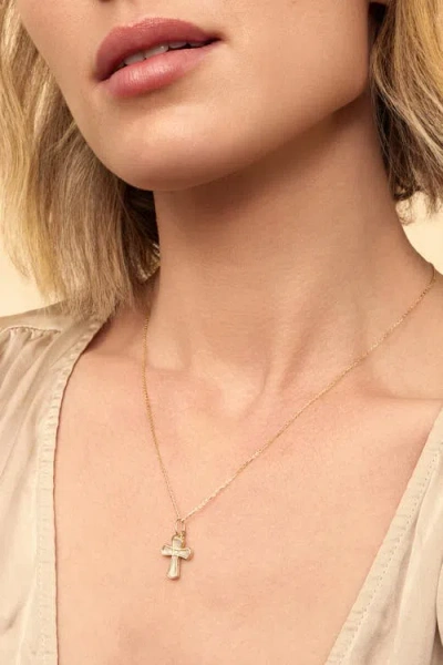 Oradina 14k Gold Bless Me Cross Pendant Charm