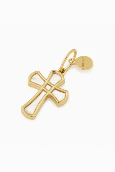 Oradina 14k Gold Bless Me Cross Pendant Charm