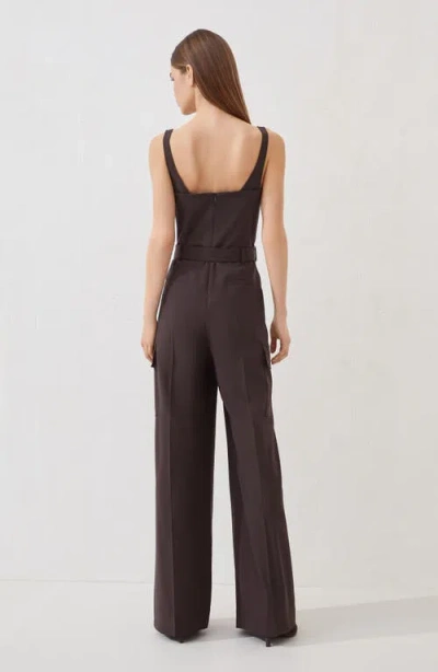 Brunello Cucinelli Virgin Wool-blend Belted Jumpsuit In Brown