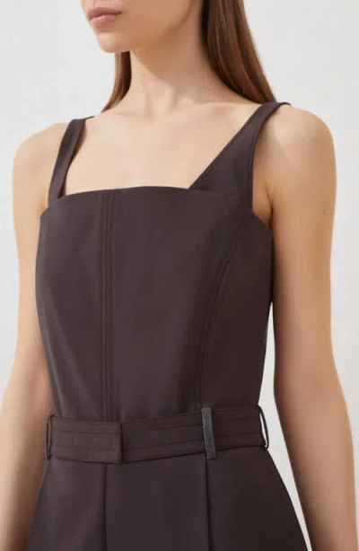 Brunello Cucinelli Virgin Wool-blend Belted Jumpsuit In Brown