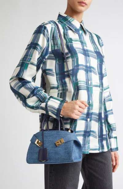 Ferragamo Mini Hug Denim Top Handle Bag