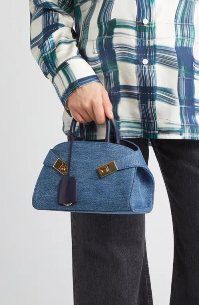 Ferragamo Mini Hug Denim Top Handle Bag