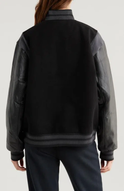 Nike Sportswear Destroyer Leather & Wool Blend Varisty Bomber Jacket