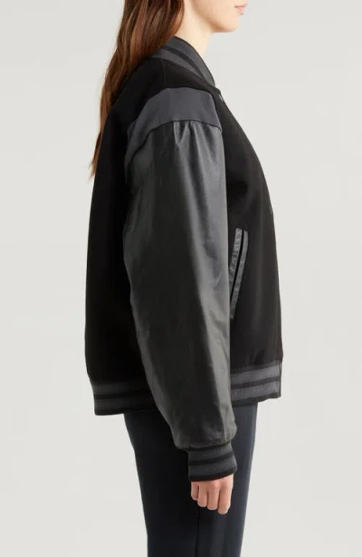 Nike Sportswear Destroyer Leather & Wool Blend Varisty Bomber Jacket