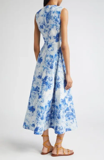 Lafayette 148 New York Floral Sleeveless Silk & Linen Fit & Flare Dress In Multi