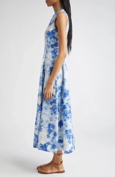 Lafayette 148 New York Floral Sleeveless Silk & Linen Fit & Flare Dress In Multi