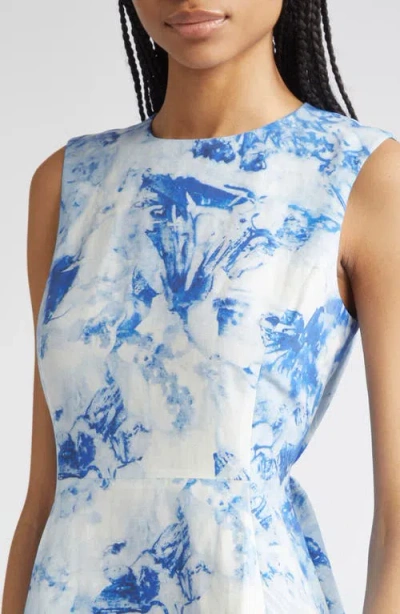 Lafayette 148 New York Floral Sleeveless Silk & Linen Fit & Flare Dress In Multi