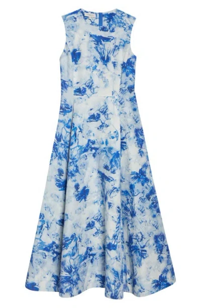Lafayette 148 New York Floral Sleeveless Silk & Linen Fit & Flare Dress In Multi