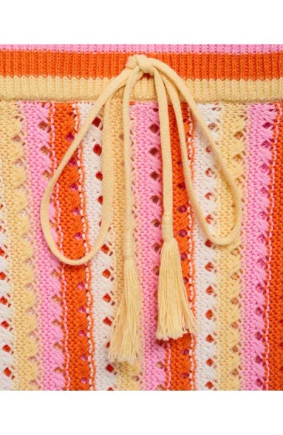 Mango Two-tone Striped Crochet Skirt Pink In Multi