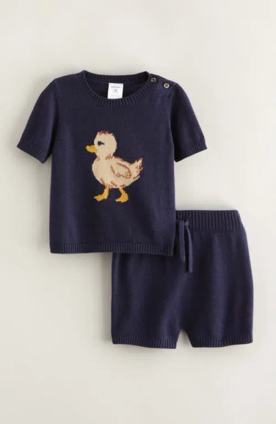 Nordstrom Icon Short Sleeve Cotton Blend Sweater & Shorts Set In Blue