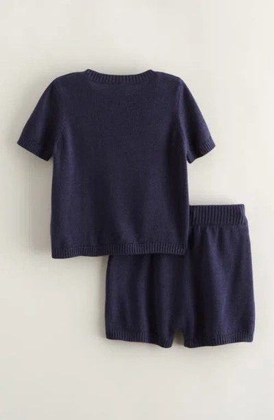 Nordstrom Icon Short Sleeve Cotton Blend Sweater & Shorts Set In Blue