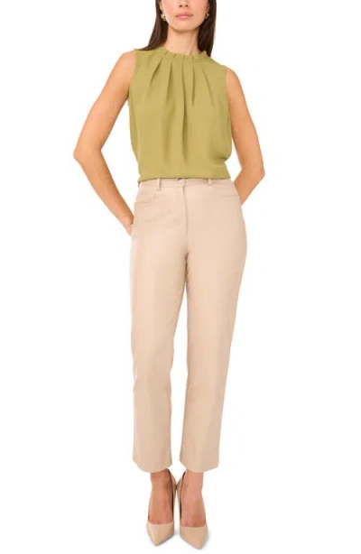 Vince Camuto Pleated Mock Neck Jersey Top In Green