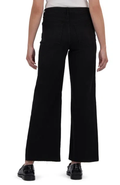 Kut From The Kloth Meg High Waist Raw Hem Wide Leg Jeans In Black