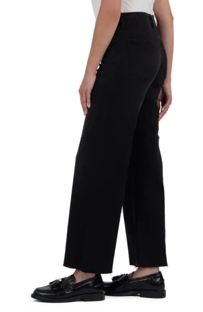 Kut From The Kloth Meg High Waist Raw Hem Wide Leg Jeans In Black