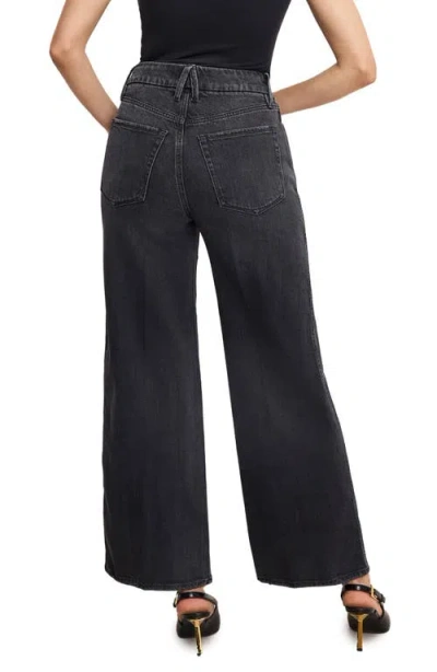 Good American Womens Black407 Good Skate Crop-wide-leg Stretch-denim Blend Jeans In Black