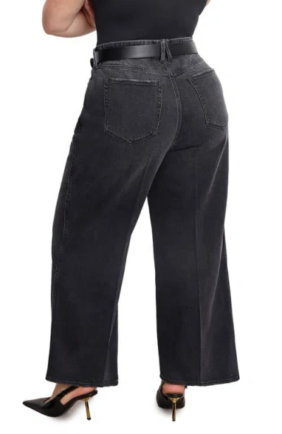 Good American Womens Black407 Good Skate Crop-wide-leg Stretch-denim Blend Jeans In Black