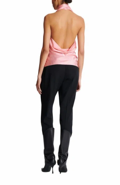 Balmain Backless Crepe Satin Top With Fringe