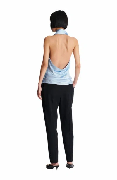 Balmain Backless Crepe Satin Top With Fringe