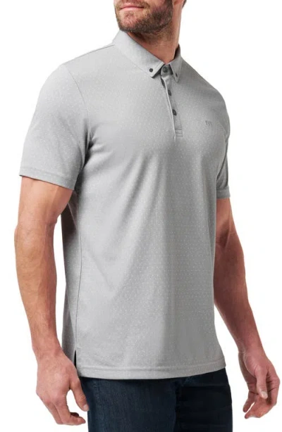 Travismathew Handsome Town Dot Print Piqué Button-down Polo In Gray