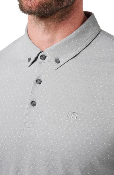 Travismathew Handsome Town Dot Print Piqué Button-down Polo In Gray
