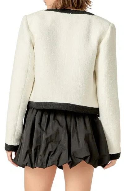 English Factory Collarless Tweed Jacket
