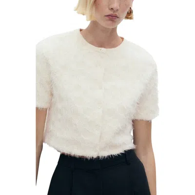 Mango Short Sleeve Cotton Blend Crop Cardigan