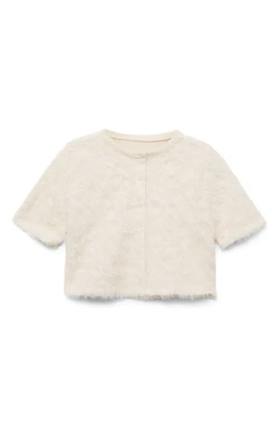 Mango Short Sleeve Cotton Blend Crop Cardigan