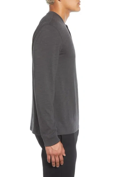 Vince Long Sleeve Slub Henley In Gray